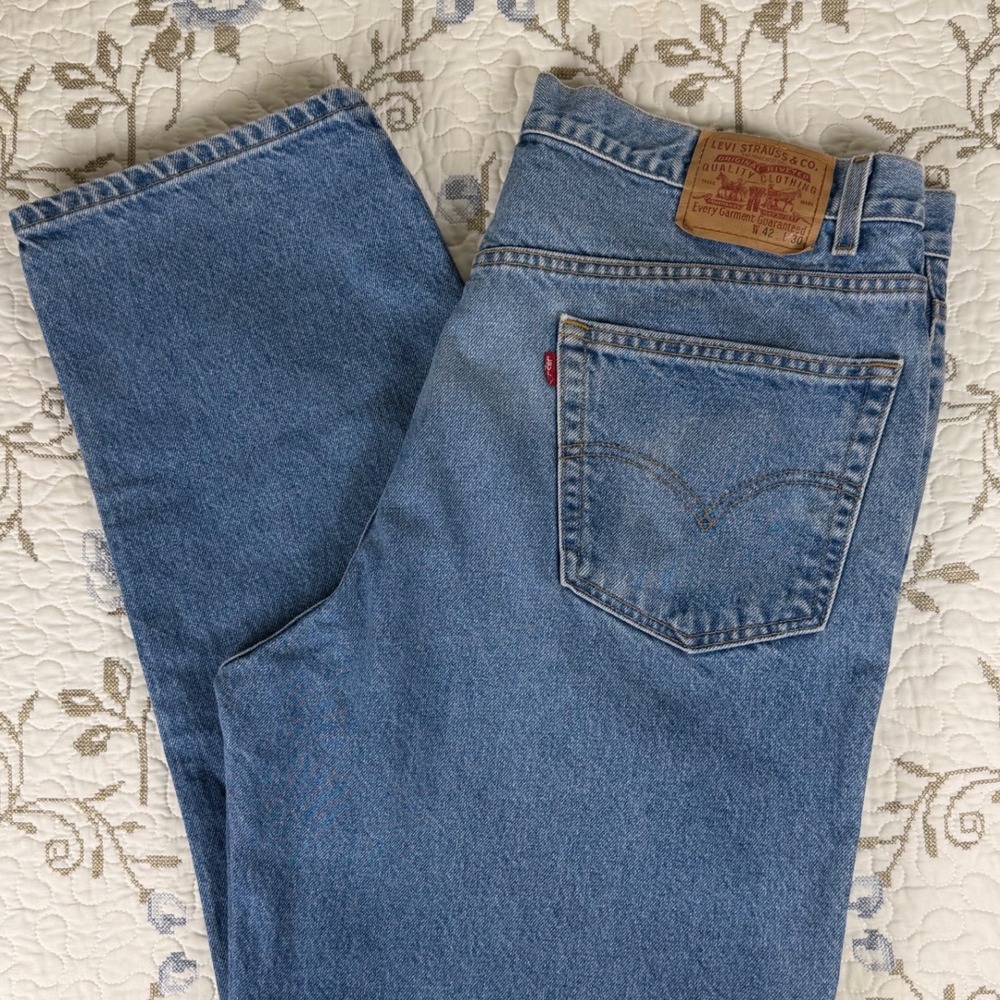 Levi's Relaxed Straight Leg Mens W42 L30 Blue Good Y2K Denim Jeans
